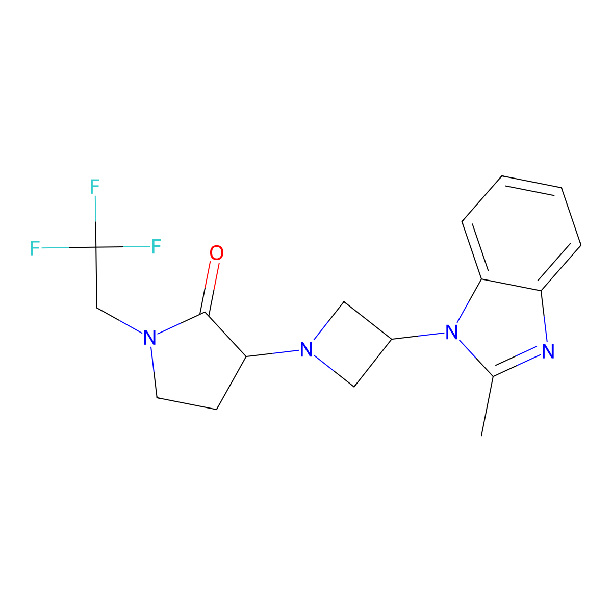 3-[3-(2-methyl-1H-1,3-benzodiazol-1-yl)azetidin-1-yl]-1-(2,2,2-trifluoroethyl)pyrrolidin-2-one molecular structure, CAS 2379950-08-8