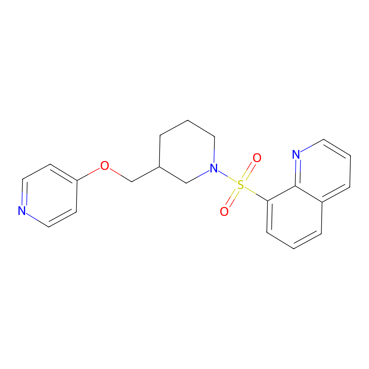 8-({3-[(Pyridin-4-yloxy)methyl]piperidin-1-yl}sulfonyl)quinoline molecular structure, CAS 2379950-11-3