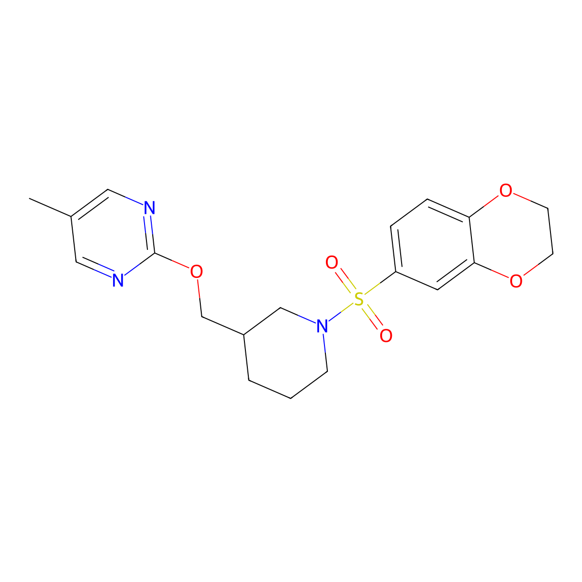 2-{[1-(2,3-Dihydro-1,4-benzodioxine-6-sulfonyl)piperidin-3-yl]methoxy}-5-methylpyrimidine molecular structure, CAS 2379950-42-0