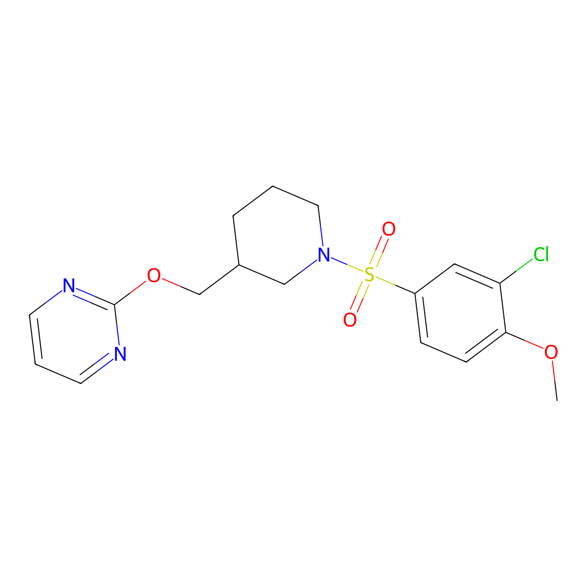 2-{[1-(3-Chloro-4-methoxybenzenesulfonyl)piperidin-3-yl]methoxy}pyrimidine molecular structure, CAS 2379950-50-0