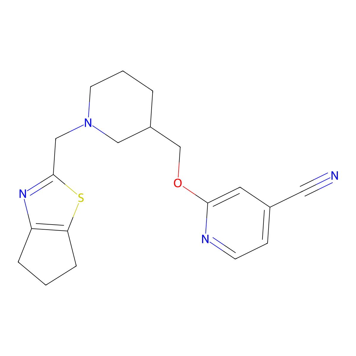 2-{[1-({4H,5H,6H-cyclopenta[d][1,3]thiazol-2-yl}methyl)piperidin-3-yl]methoxy}pyridine-4-carbonitrile molecular structure, CAS 2379950-56-6