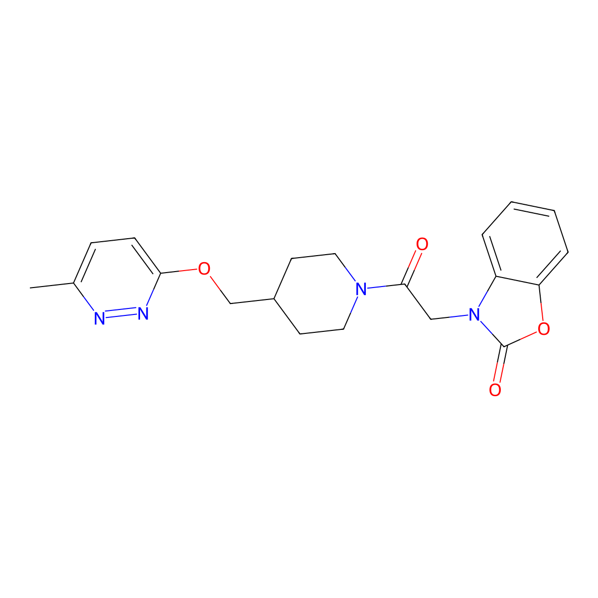 3-[2-(4-{[(6-Methylpyridazin-3-yl)oxy]methyl}piperidin-1-yl)-2-oxoethyl]-2,3-dihydro-1,3-benzoxazol-2-one molecular structure, CAS 2379950-83-9