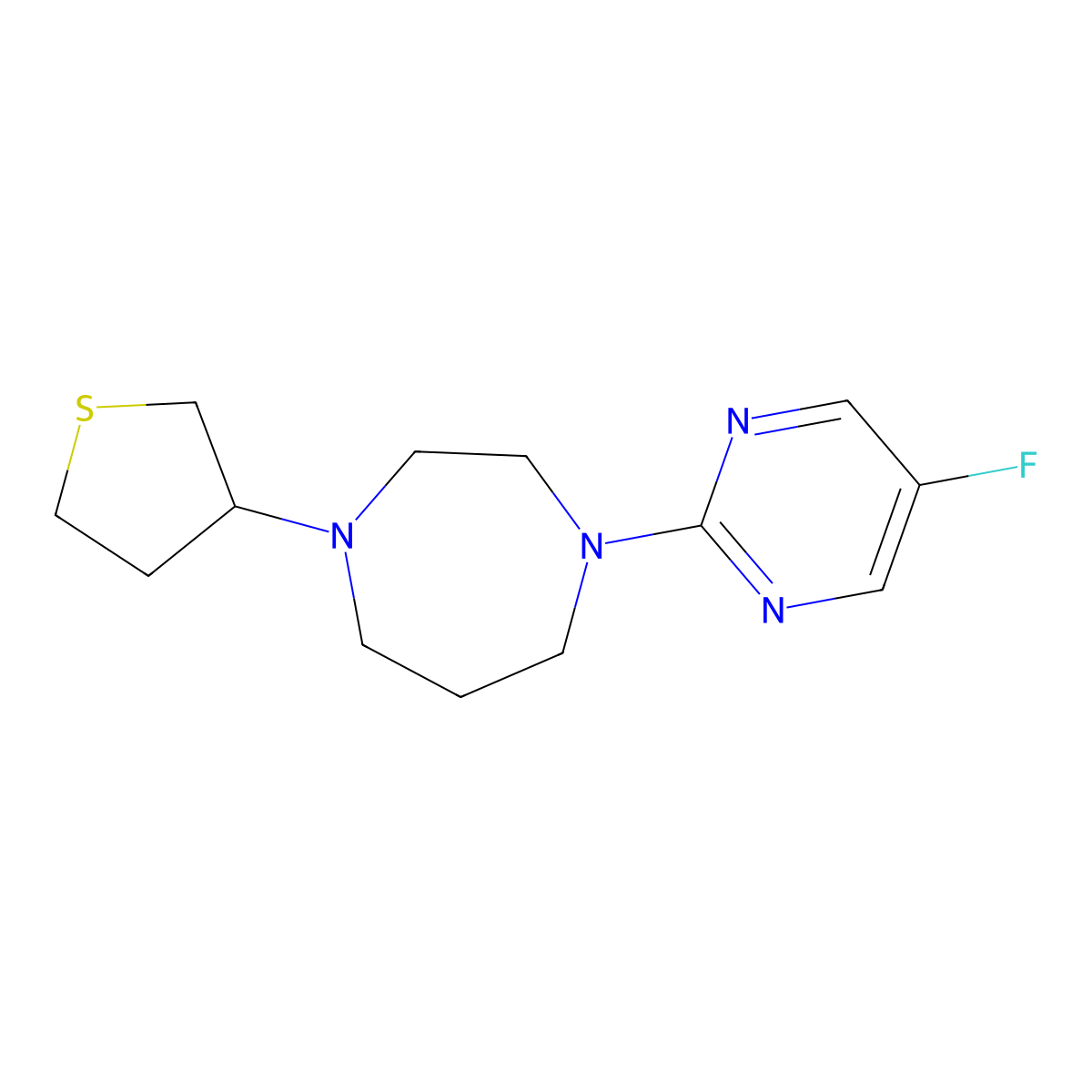 1-(5-Fluoropyrimidin-2-yl)-4-(thiolan-3-yl)-1,4-diazepane molecular structure, CAS 2379950-85-1