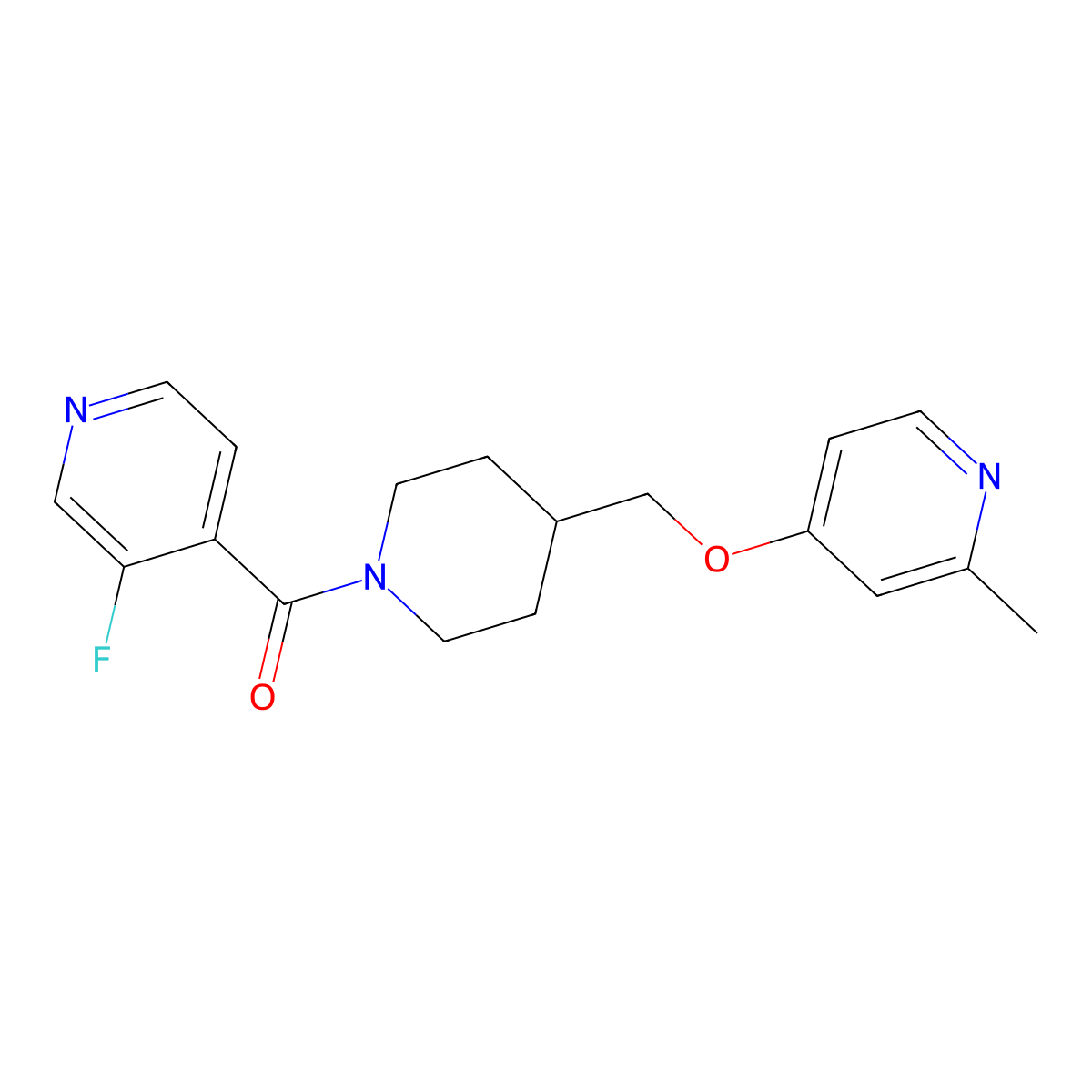 3-Fluoro-4-(4-{[(2-methylpyridin-4-yl)oxy]methyl}piperidine-1-carbonyl)pyridine molecular structure, CAS 2379950-86-2
