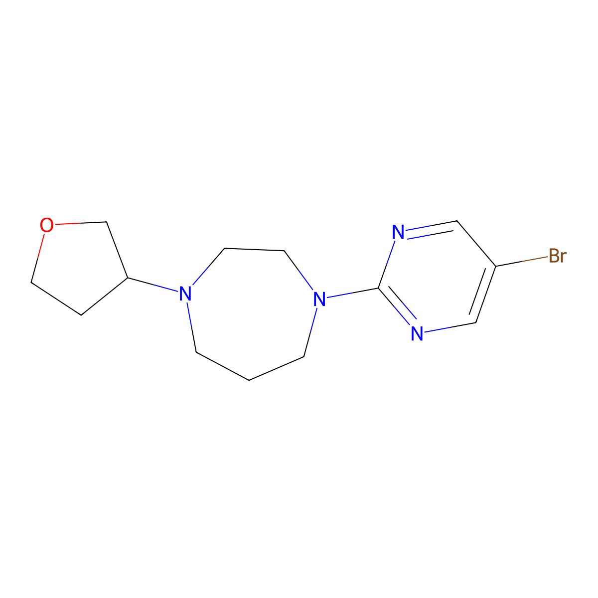 1-(5-Bromopyrimidin-2-yl)-4-(oxolan-3-yl)-1,4-diazepane molecular structure, CAS 2379950-89-5