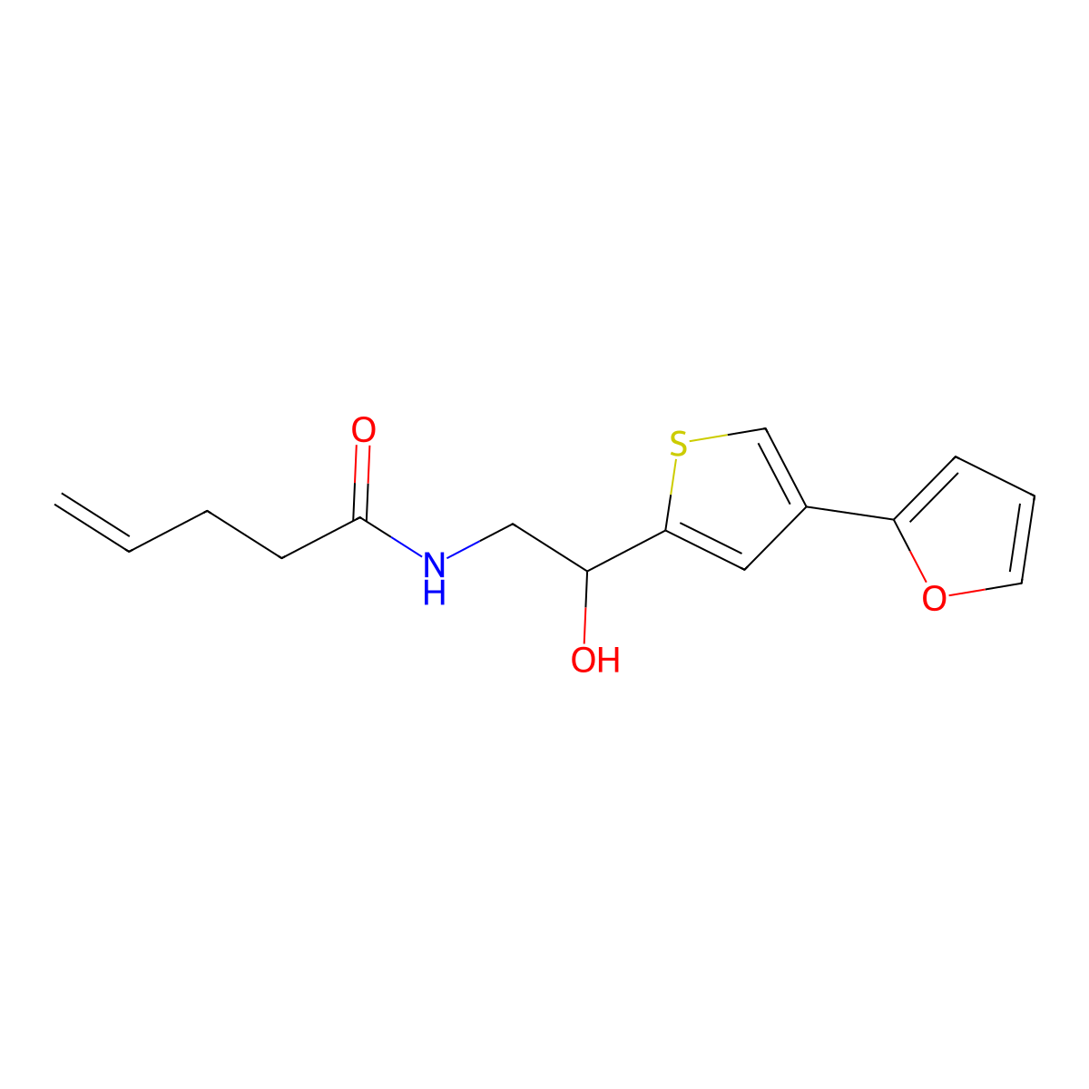 N-[2-[4-(Furan-2-yl)thiophen-2-yl]-2-hydroxyethyl]pent-4-enamide molecular structure, CAS 2379951-06-9