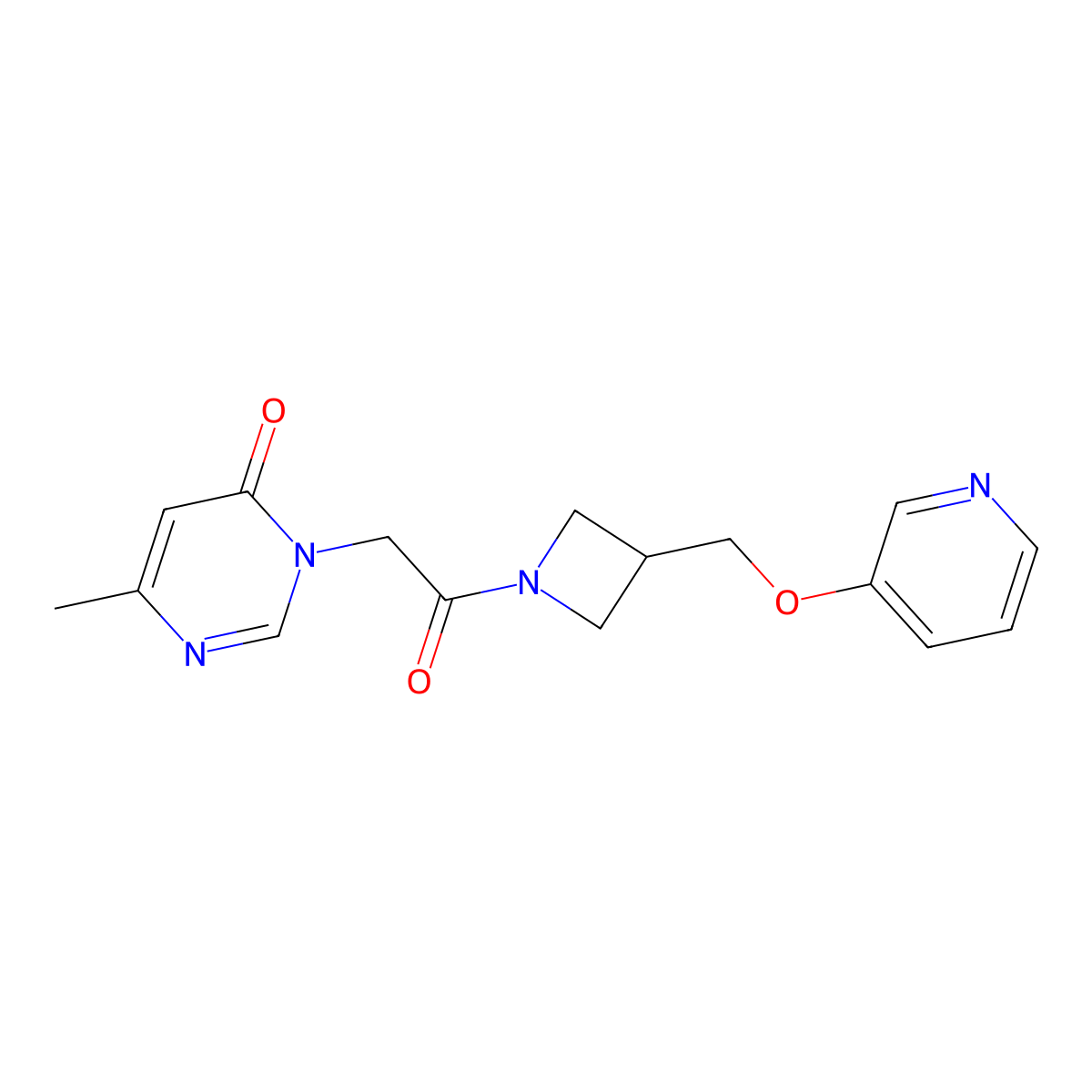 6-Methyl-3-(2-oxo-2-{3-[(pyridin-3-yloxy)methyl]azetidin-1-yl}ethyl)-3,4-dihydropyrimidin-4-one molecular structure, CAS 2379951-10-5