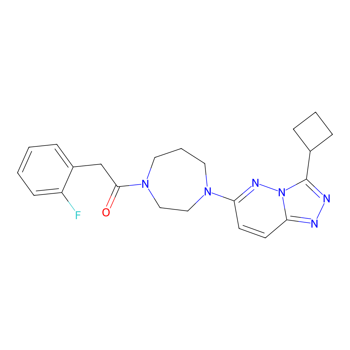 1-(4-{3-Cyclobutyl-[1,2,4]triazolo[4,3-b]pyridazin-6-yl}-1,4-diazepan-1-yl)-2-(2-fluorophenyl)ethan-1-one molecular structure, CAS 2379951-22-9