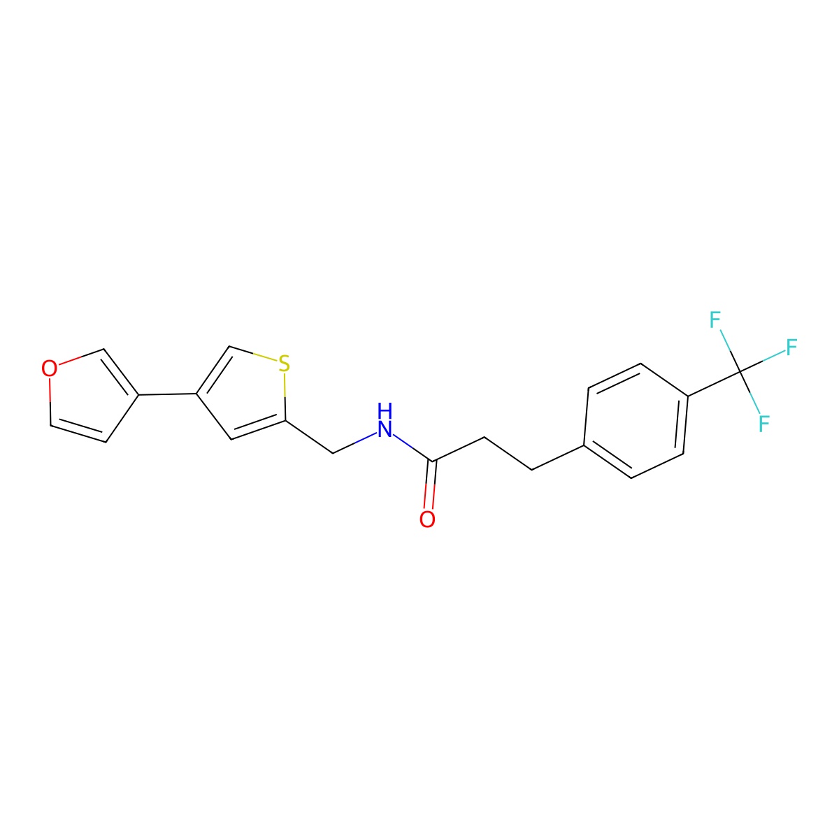 N-{[4-(furan-3-yl)thiophen-2-yl]methyl}-3-[4-(trifluoromethyl)phenyl]propanamide molecular structure, CAS 2379951-30-9