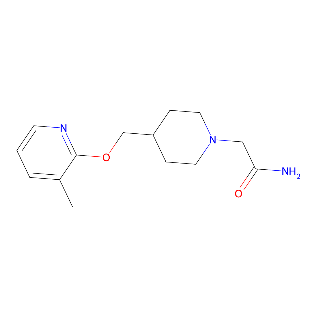 2-(4-{[(3-Methylpyridin-2-yl)oxy]methyl}piperidin-1-yl)acetamide molecular structure, CAS 2379951-33-2