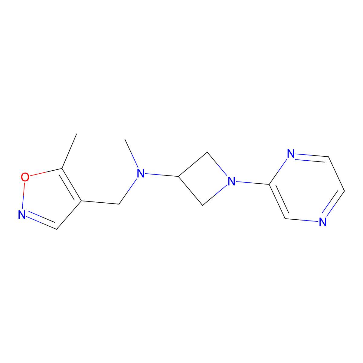 N-methyl-N-[(5-methyl-1,2-oxazol-4-yl)methyl]-1-(pyrazin-2-yl)azetidin-3-amine molecular structure, CAS 2379951-53-6