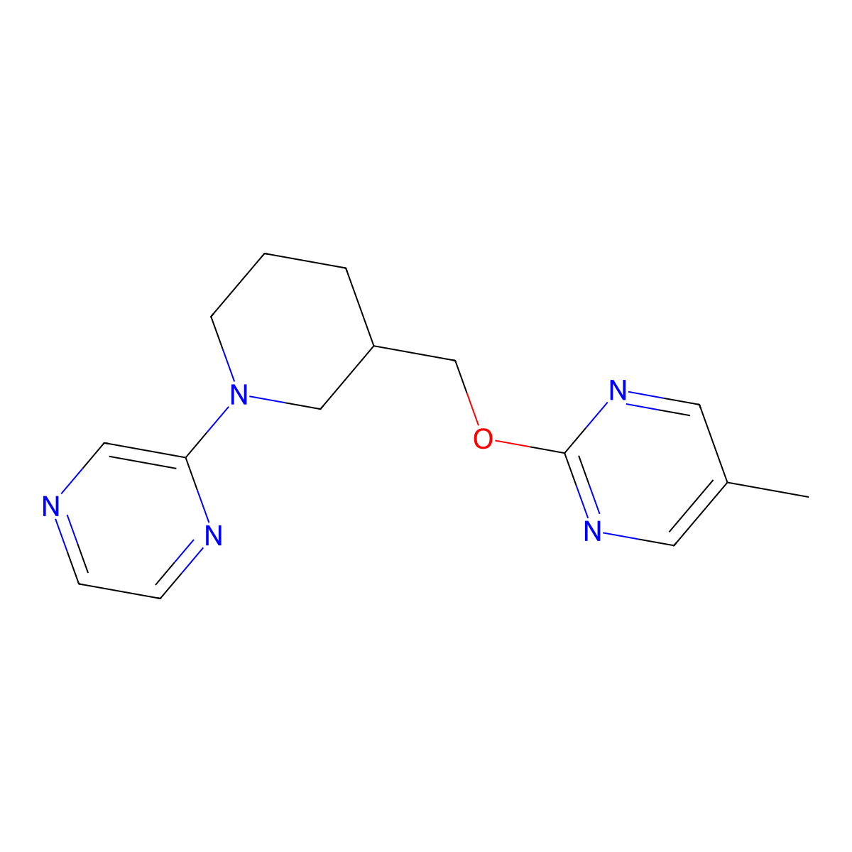 5-Methyl-2-{[1-(pyrazin-2-yl)piperidin-3-yl]methoxy}pyrimidine molecular structure, CAS 2379951-59-2
