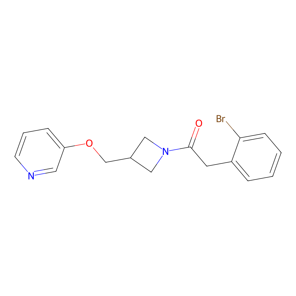 2-(2-Bromophenyl)-1-{3-[(pyridin-3-yloxy)methyl]azetidin-1-yl}ethan-1-one molecular structure, CAS 2379951-64-9