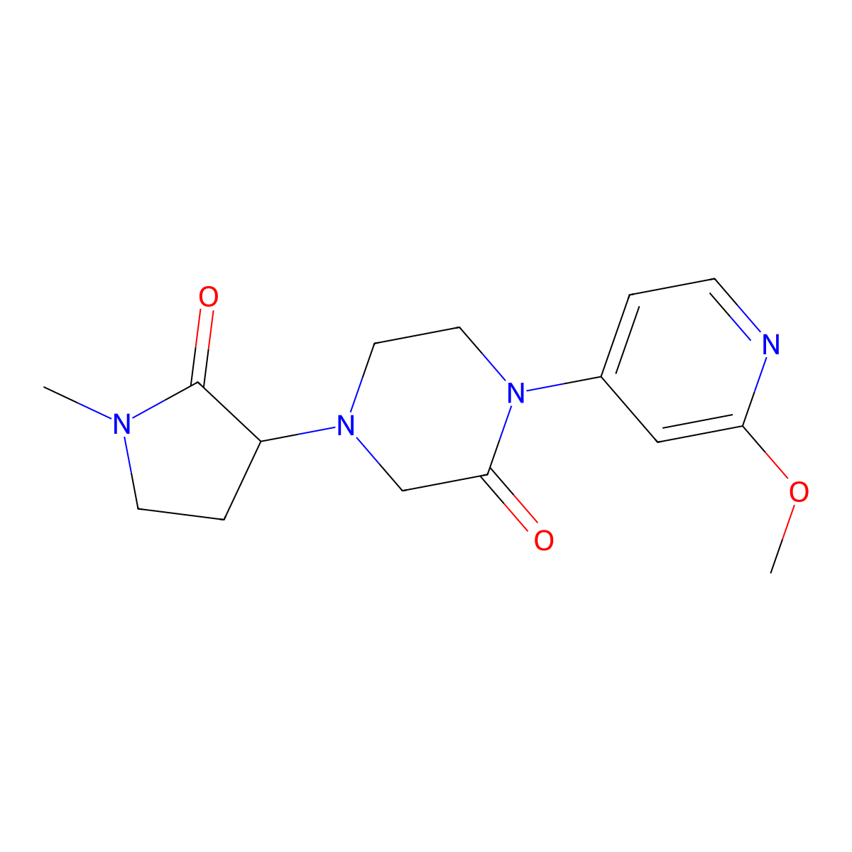 1-(2-Methoxypyridin-4-yl)-4-(1-methyl-2-oxopyrrolidin-3-yl)piperazin-2-one molecular structure, CAS 2379951-69-4