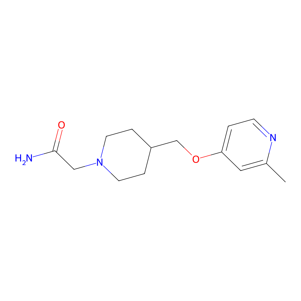 2-(4-{[(2-Methylpyridin-4-yl)oxy]methyl}piperidin-1-yl)acetamide molecular structure, CAS 2379951-76-3