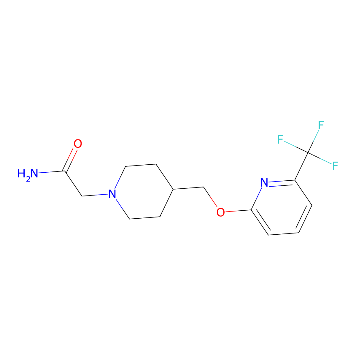 2-[4-({[6-(Trifluoromethyl)pyridin-2-yl]oxy}methyl)piperidin-1-yl]acetamide molecular structure, CAS 2379951-77-4