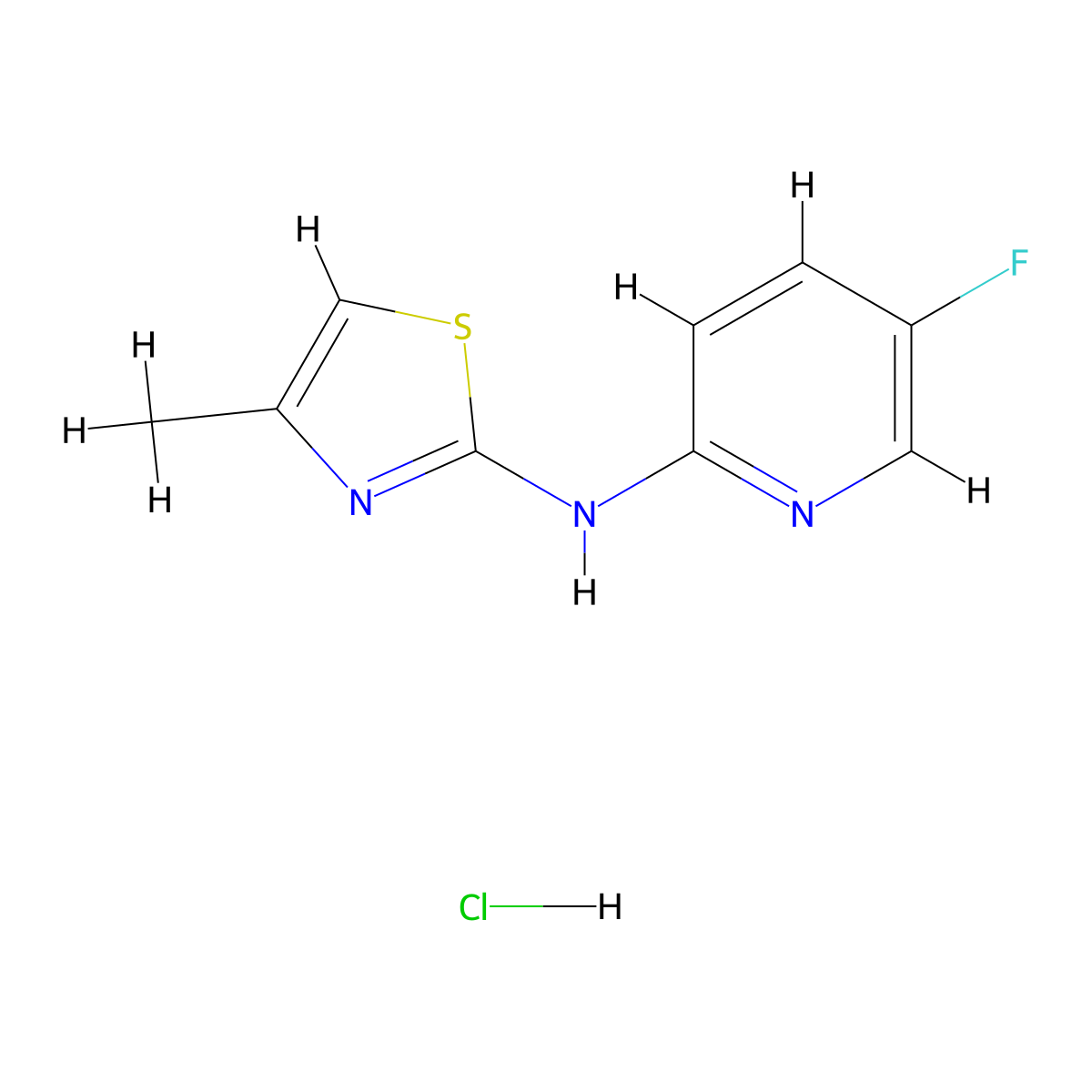 5-fluoro-N-(4-methyl-1,3-thiazol-2-yl)pyridin-2-amine hydrochloride molecular structure, CAS 2379951-88-7