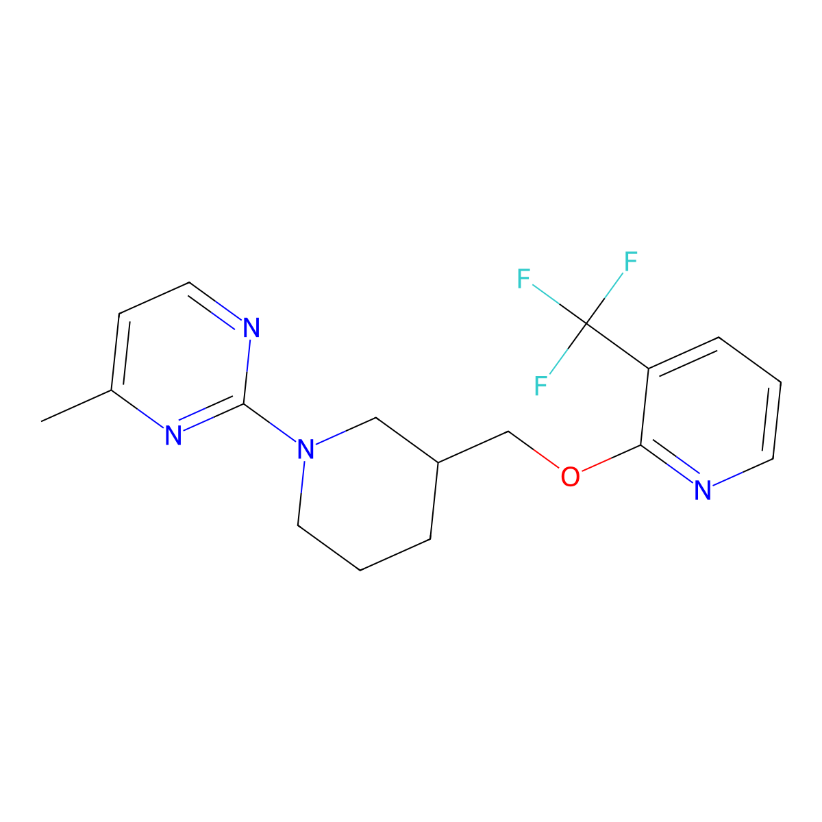 4-Methyl-2-[3-({[3-(trifluoromethyl)pyridin-2-yl]oxy}methyl)piperidin-1-yl]pyrimidine molecular structure, CAS 2379951-91-2