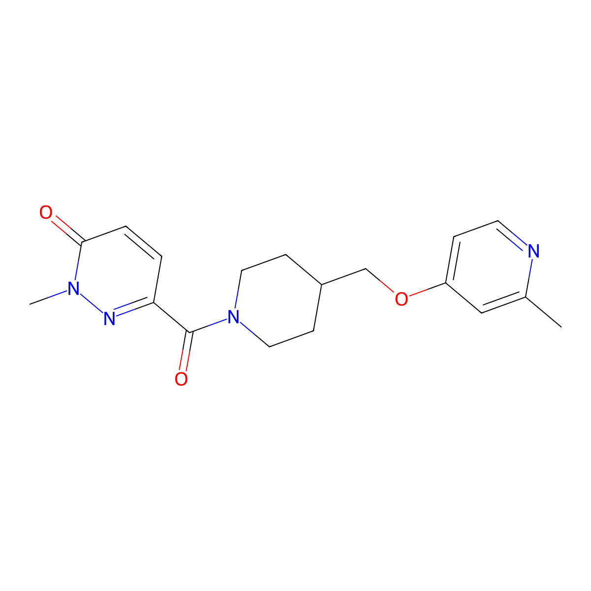 2-Methyl-6-(4-{[(2-methylpyridin-4-yl)oxy]methyl}piperidine-1-carbonyl)-2,3-dihydropyridazin-3-one molecular structure, CAS 2379951-96-7