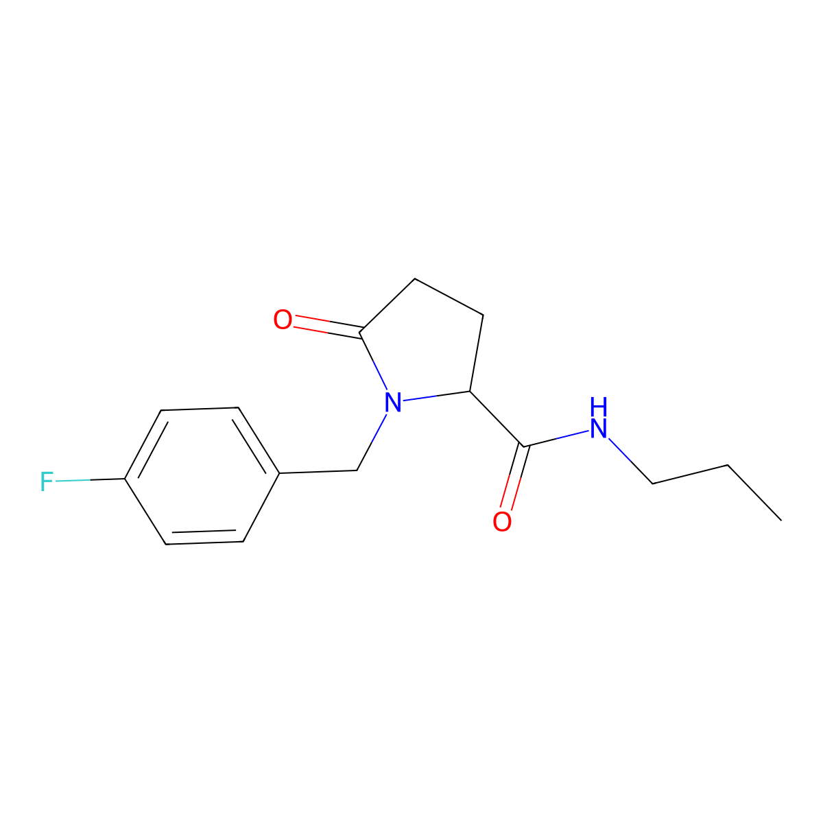1-[(4-Fluorophenyl)methyl]-5-oxo-N-propylpyrrolidine-2-carboxamide molecular structure, CAS 2379952-09-5
