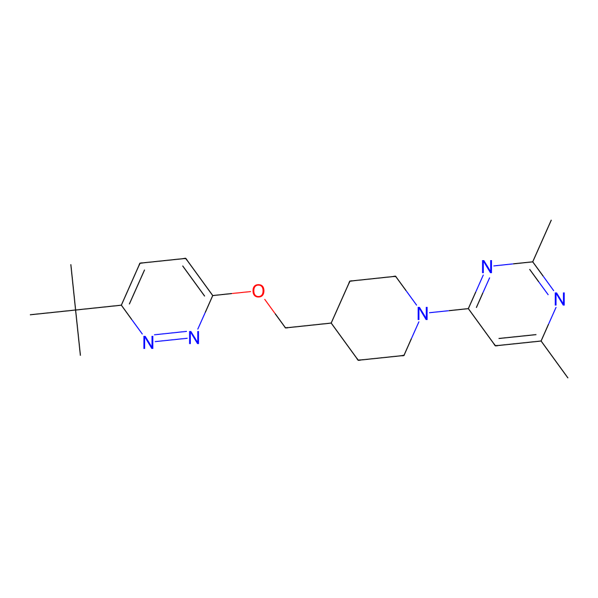 4-(4-{[(6-Tert-butylpyridazin-3-yl)oxy]methyl}piperidin-1-yl)-2,6-dimethylpyrimidine molecular structure, CAS 2379952-18-6