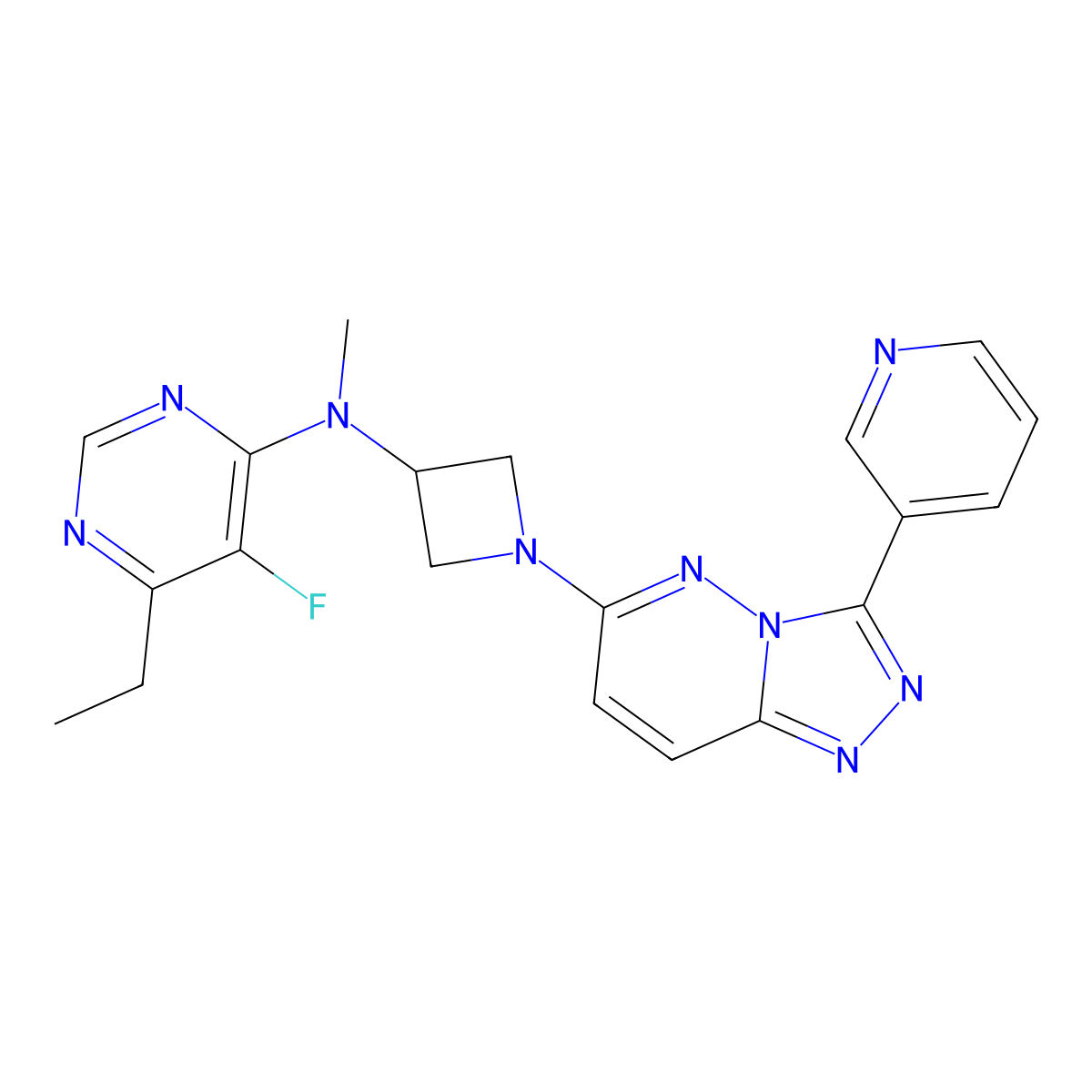 6-ethyl-5-fluoro-N-methyl-N-{1-[3-(pyridin-3-yl)-[1,2,4]triazolo[4,3-b]pyridazin-6-yl]azetidin-3-yl}pyrimidin-4-amine molecular structure, CAS 2379952-26-6