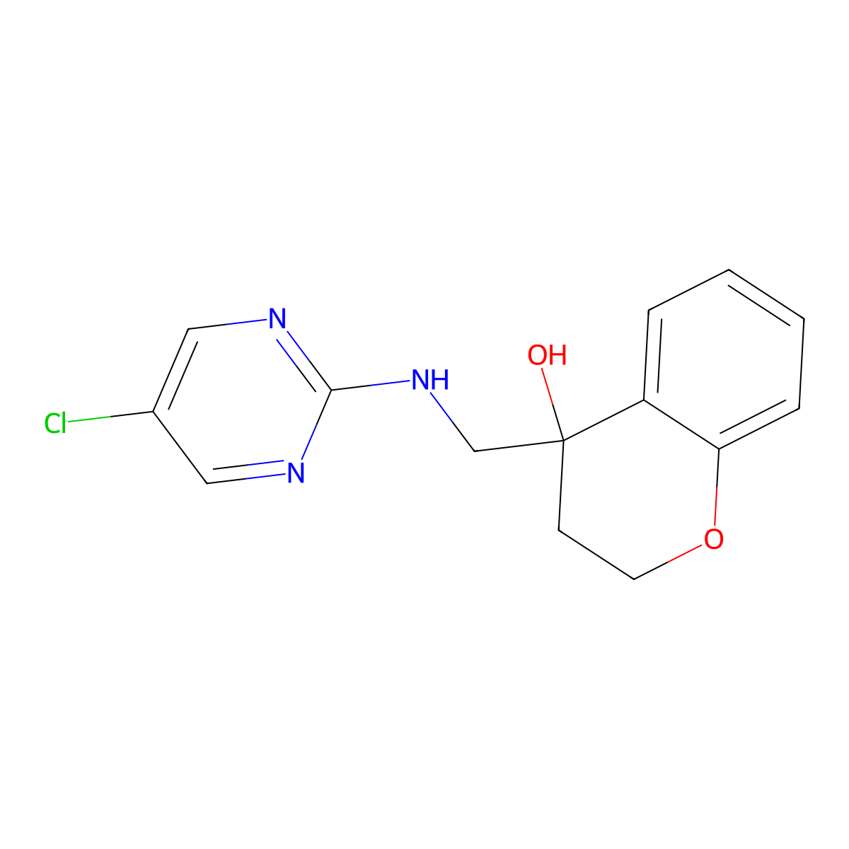 4-{[(5-chloropyrimidin-2-yl)amino]methyl}-3,4-dihydro-2H-1-benzopyran-4-ol molecular structure, CAS 2379952-31-3
