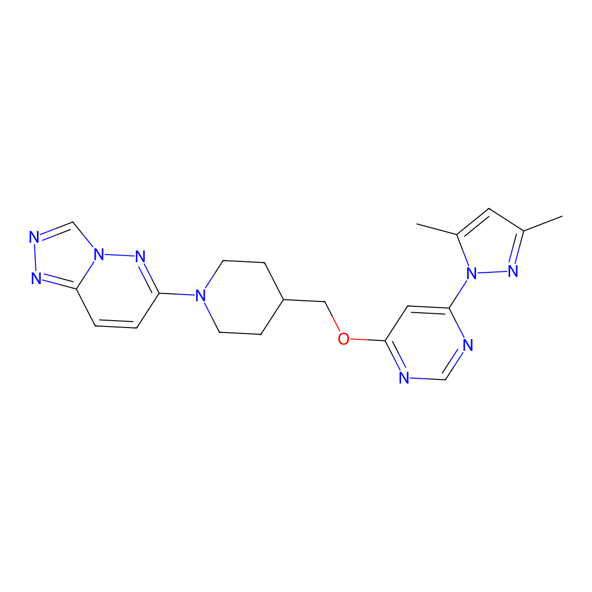 4-(3,5-dimethyl-1H-pyrazol-1-yl)-6-[(1-{[1,2,4]triazolo[4,3-b]pyridazin-6-yl}piperidin-4-yl)methoxy]pyrimidine molecular structure, CAS 2379952-35-7