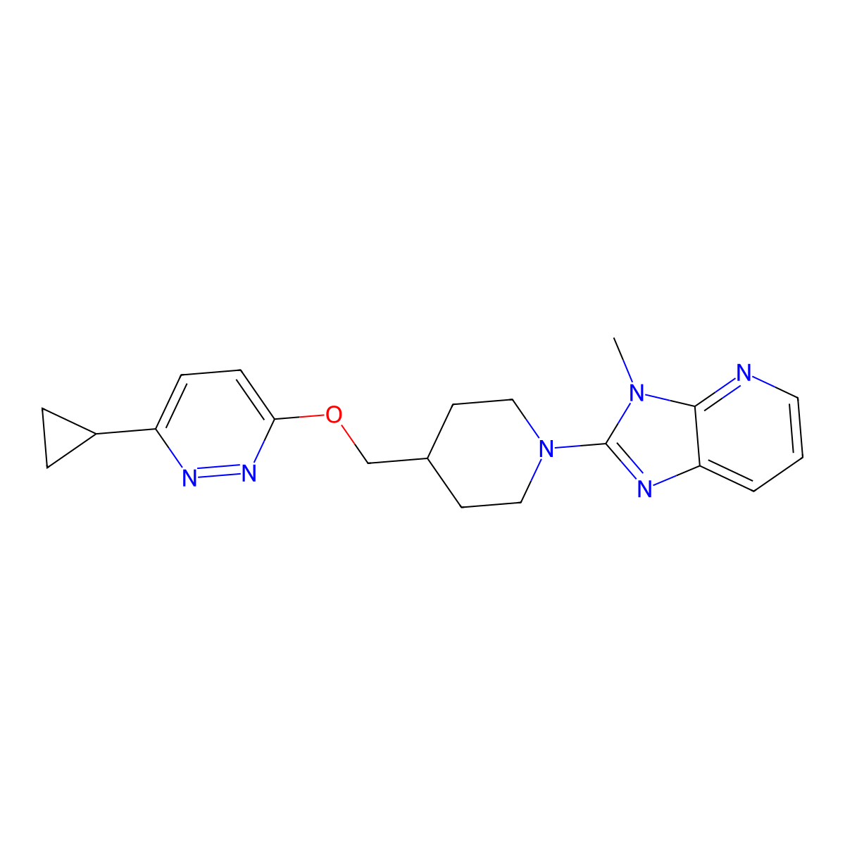 3-cyclopropyl-6-[(1-{3-methyl-3H-imidazo[4,5-b]pyridin-2-yl}piperidin-4-yl)methoxy]pyridazine molecular structure, CAS 2379952-54-0
