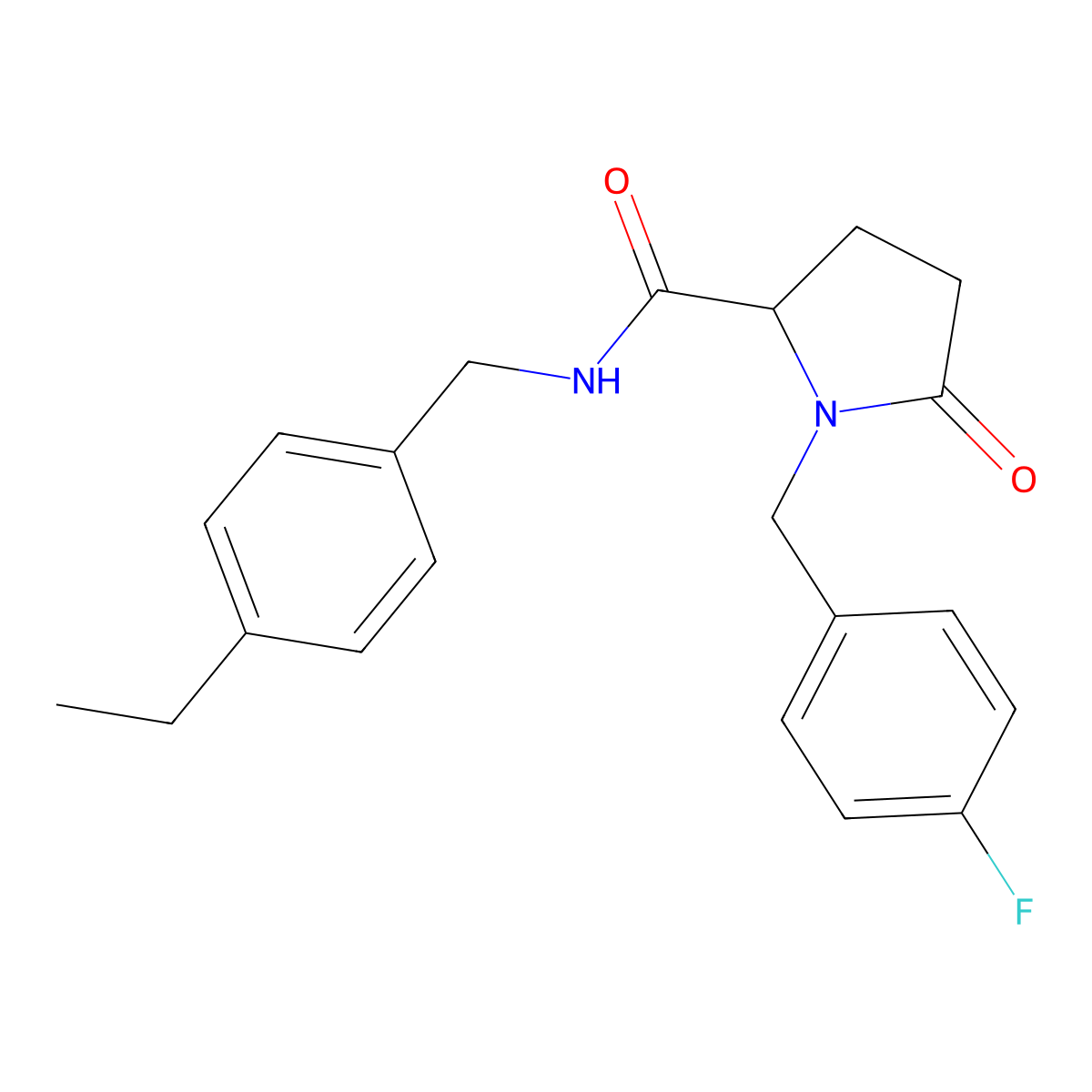 N-[(4-Ethylphenyl)methyl]-1-[(4-fluorophenyl)methyl]-5-oxopyrrolidine-2-carboxamide molecular structure, CAS 2379952-57-3