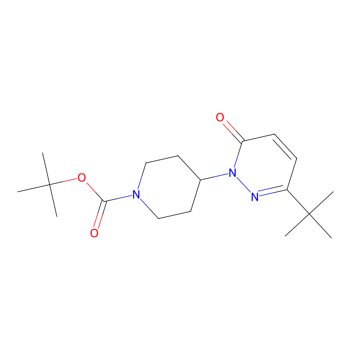 Tert-butyl 4-(3-tert-butyl-6-oxo-1,6-dihydropyridazin-1-yl)piperidine-1-carboxylate molecular structure, CAS 2379952-62-0
