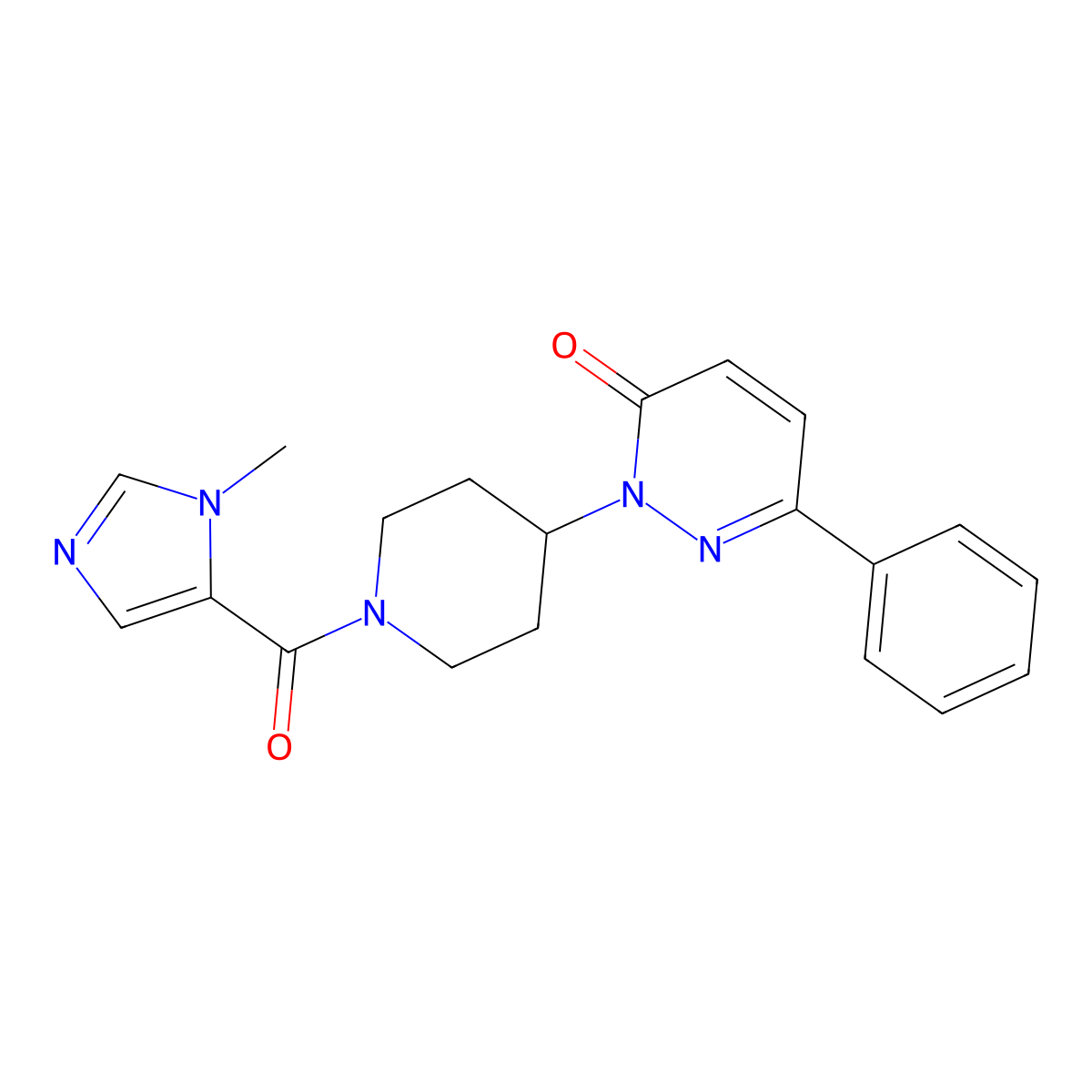 2-[1-(1-methyl-1H-imidazole-5-carbonyl)piperidin-4-yl]-6-phenyl-2,3-dihydropyridazin-3-one molecular structure, CAS 2379952-67-5