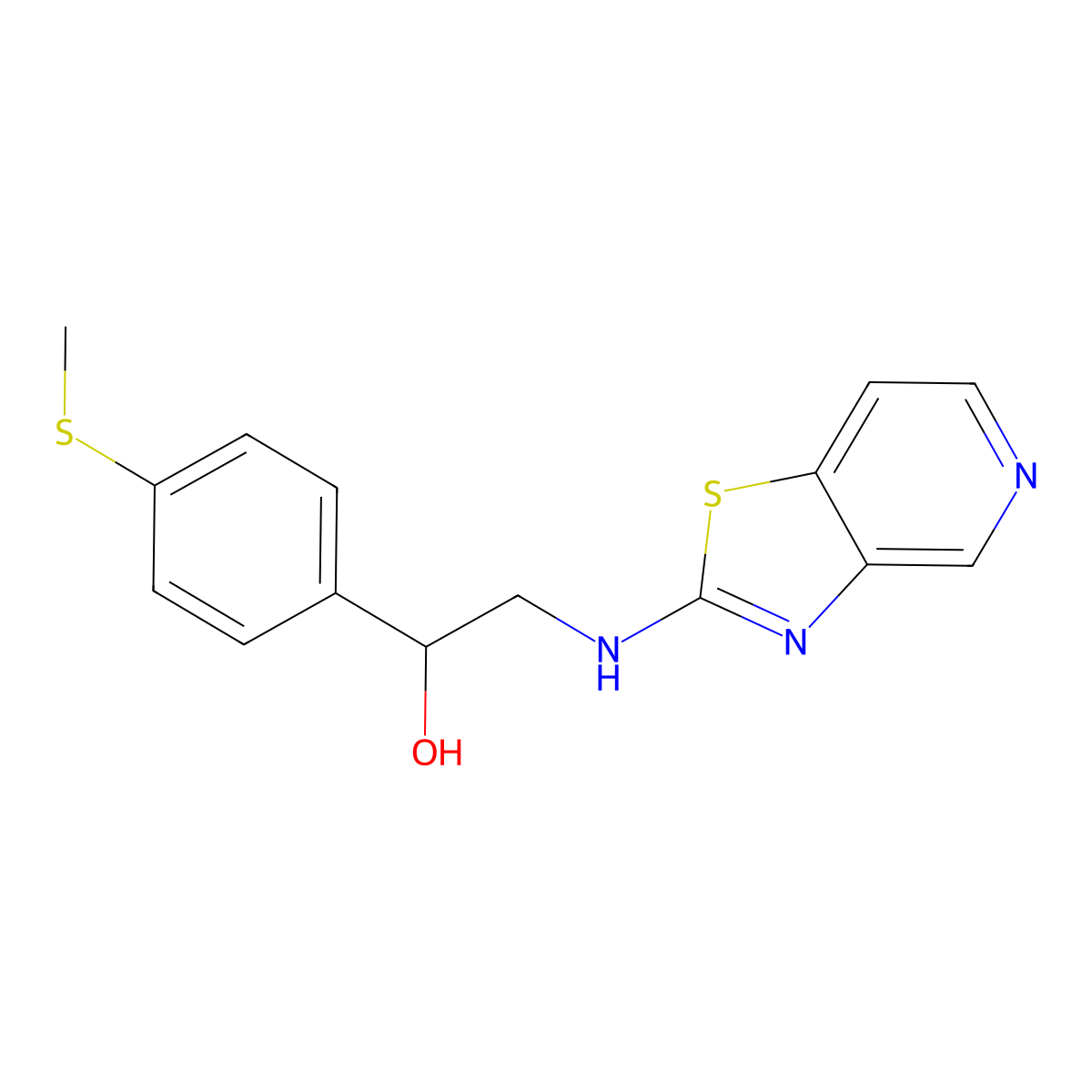 1-[4-(Methylsulfanyl)phenyl]-2-({[1,3]thiazolo[4,5-c]pyridin-2-yl}amino)ethan-1-ol molecular structure, CAS 2379952-68-6