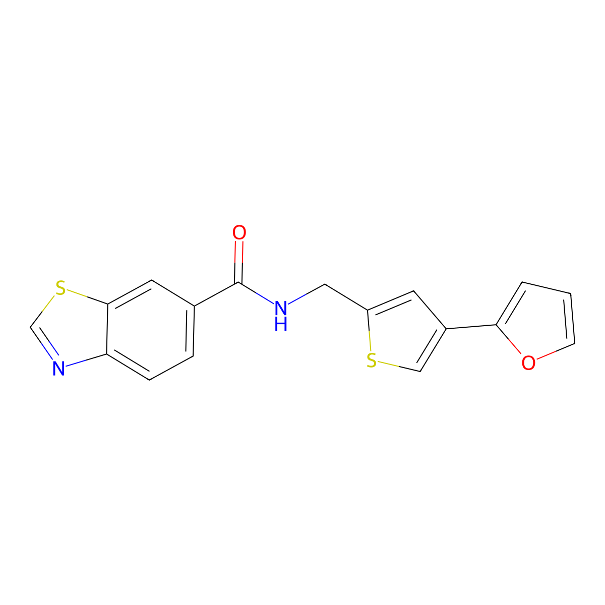 N-{[4-(furan-2-yl)thiophen-2-yl]methyl}-1,3-benzothiazole-6-carboxamide molecular structure, CAS 2379952-69-7