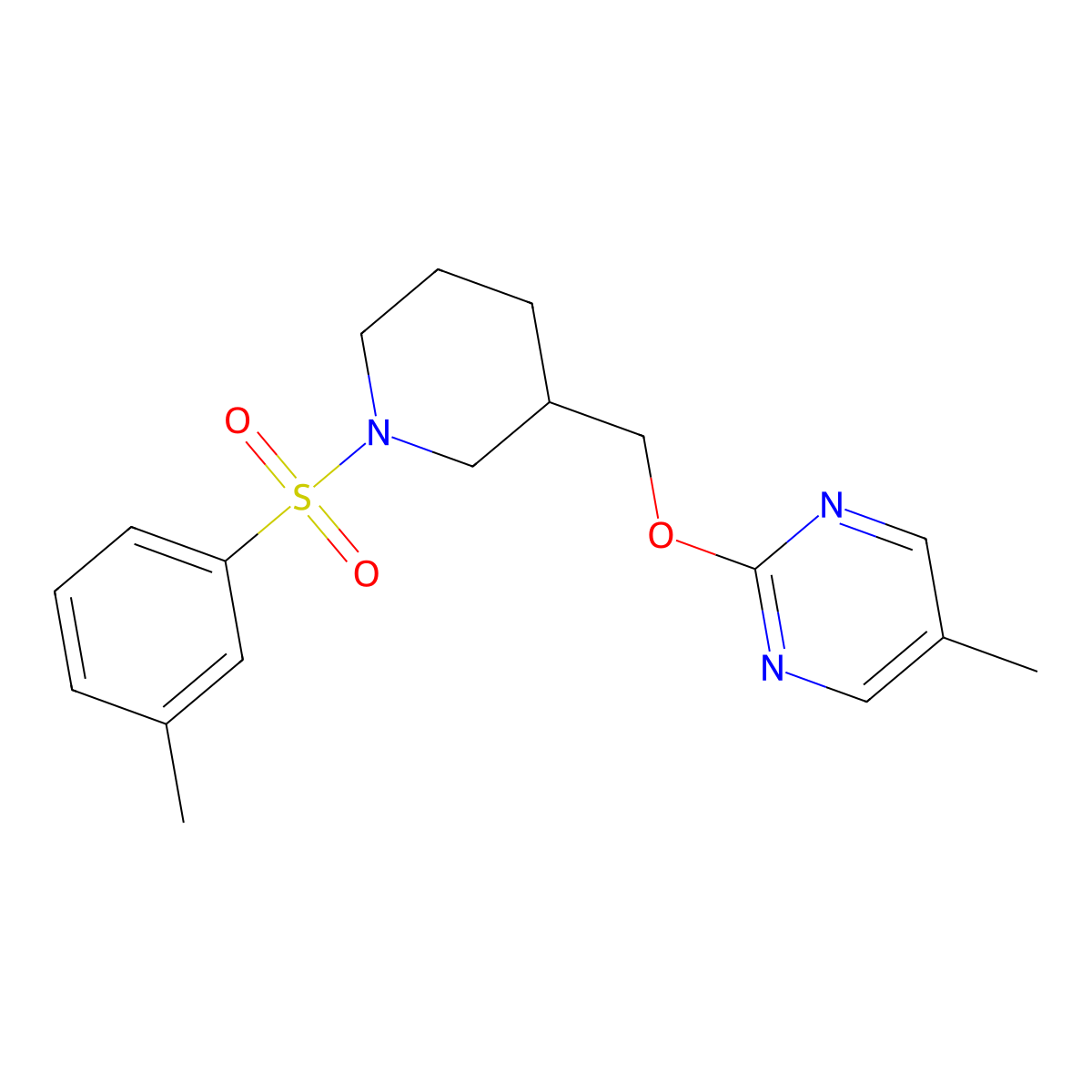 5-Methyl-2-{[1-(3-methylbenzenesulfonyl)piperidin-3-yl]methoxy}pyrimidine molecular structure, CAS 2379952-78-8