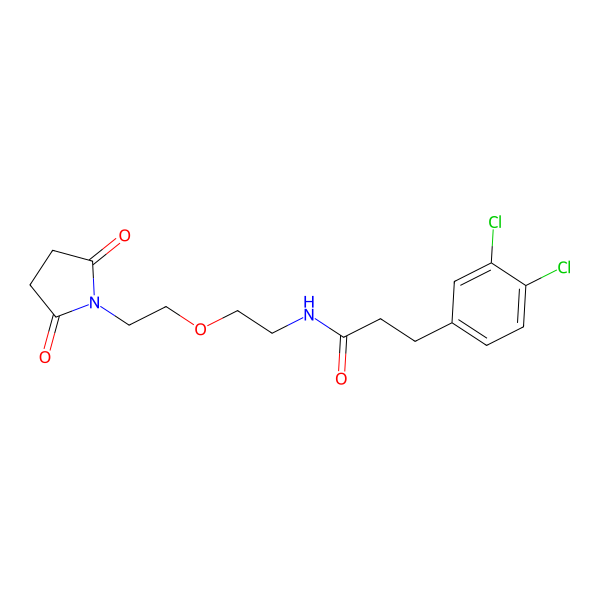 3-(3,4-dichlorophenyl)-N-{2-[2-(2,5-dioxopyrrolidin-1-yl)ethoxy]ethyl}propanamide molecular structure, CAS 2379952-92-6