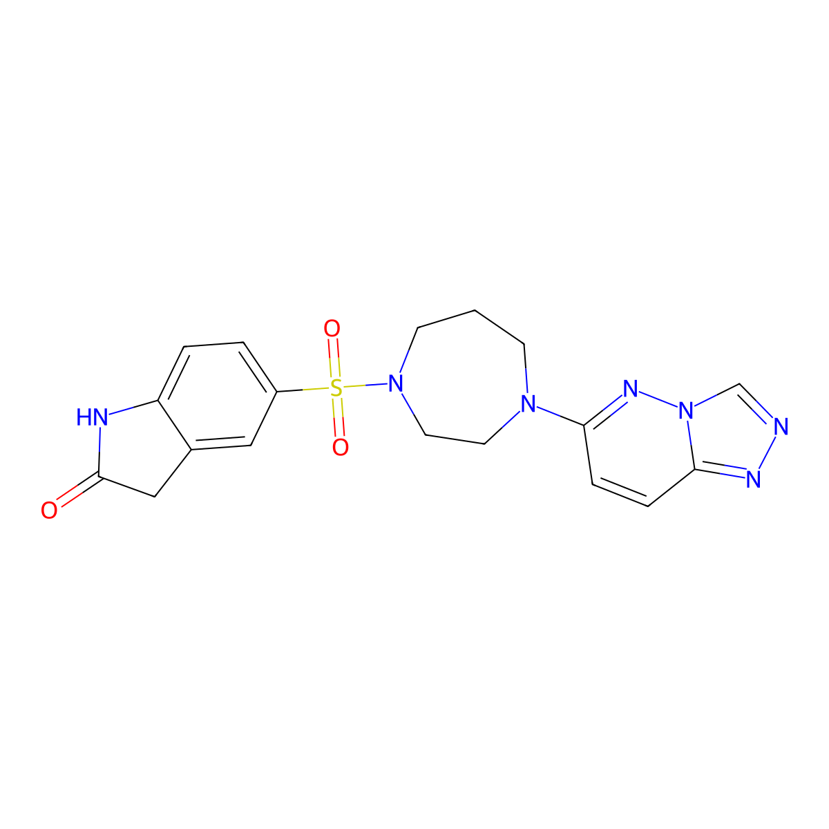 5-[(4-{[1,2,4]triazolo[4,3-b]pyridazin-6-yl}-1,4-diazepan-1-yl)sulfonyl]-2,3-dihydro-1H-indol-2-one molecular structure, CAS 2379952-98-2