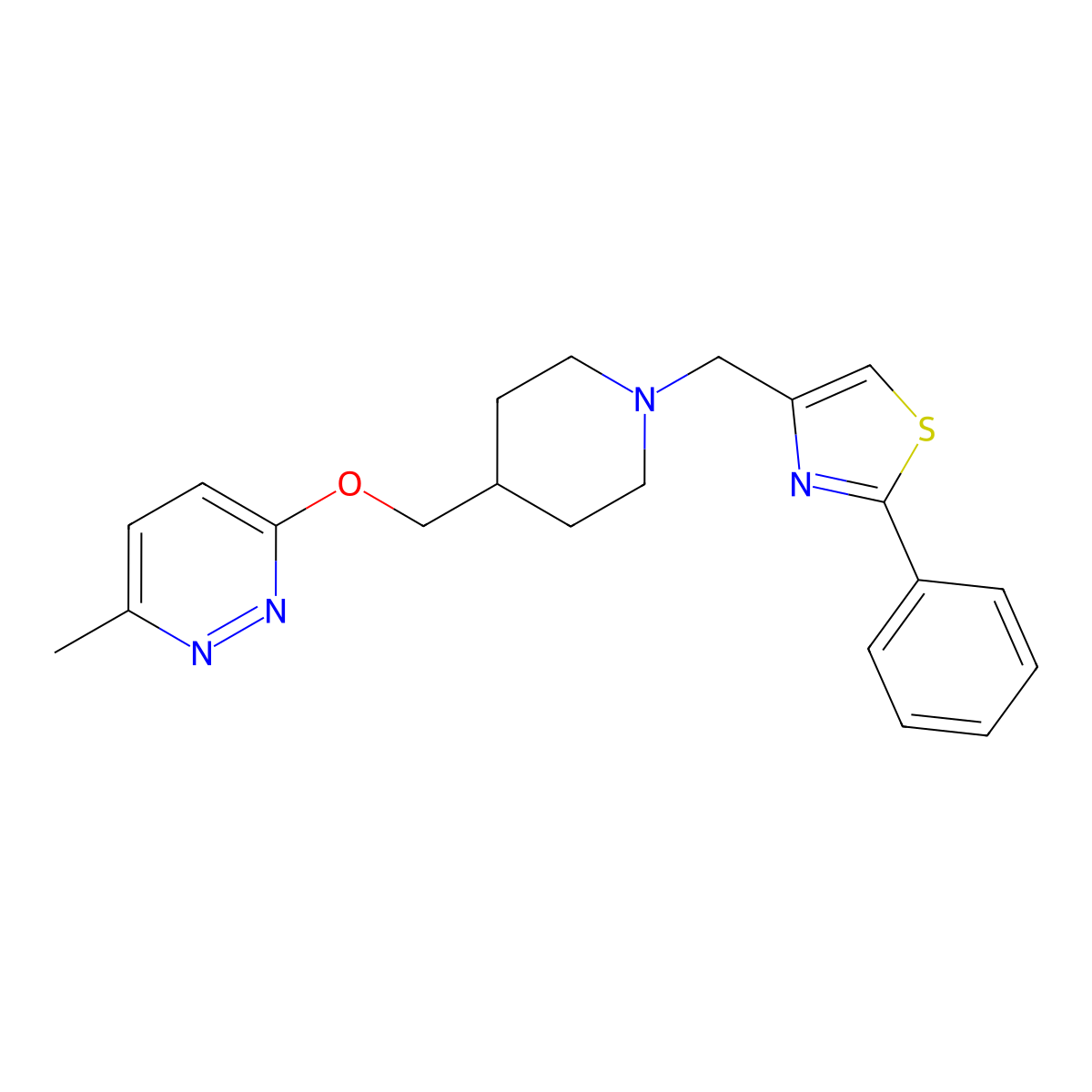 3-Methyl-6-({1-[(2-phenyl-1,3-thiazol-4-yl)methyl]piperidin-4-yl}methoxy)pyridazine molecular structure, CAS 2379953-04-3