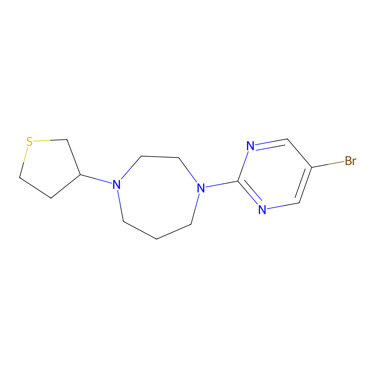1-(5-Bromopyrimidin-2-yl)-4-(thiolan-3-yl)-1,4-diazepane molecular structure, CAS 2379953-07-6