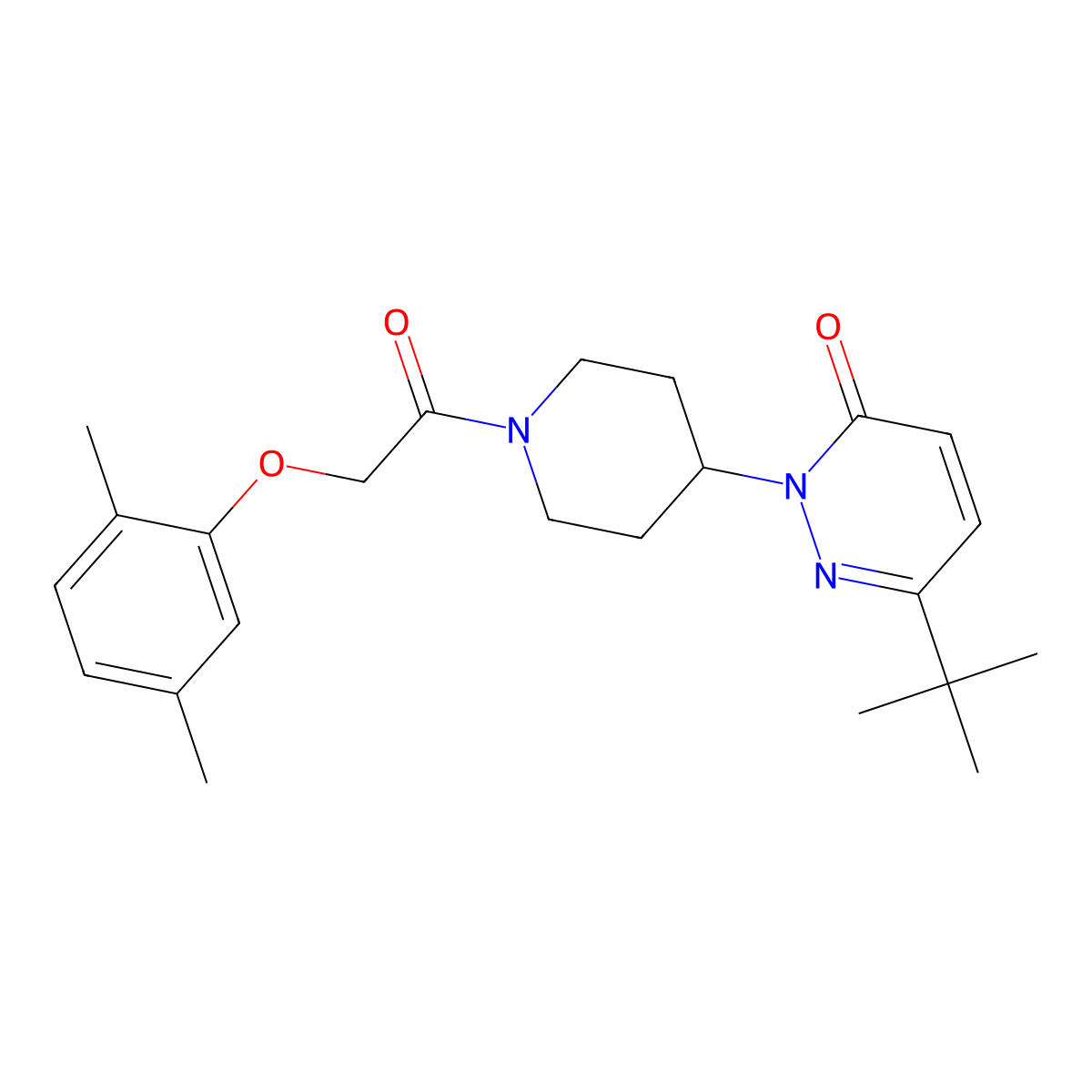 6-Tert-butyl-2-{1-[2-(2,5-dimethylphenoxy)acetyl]piperidin-4-yl}-2,3-dihydropyridazin-3-one molecular structure, CAS 2379953-15-6