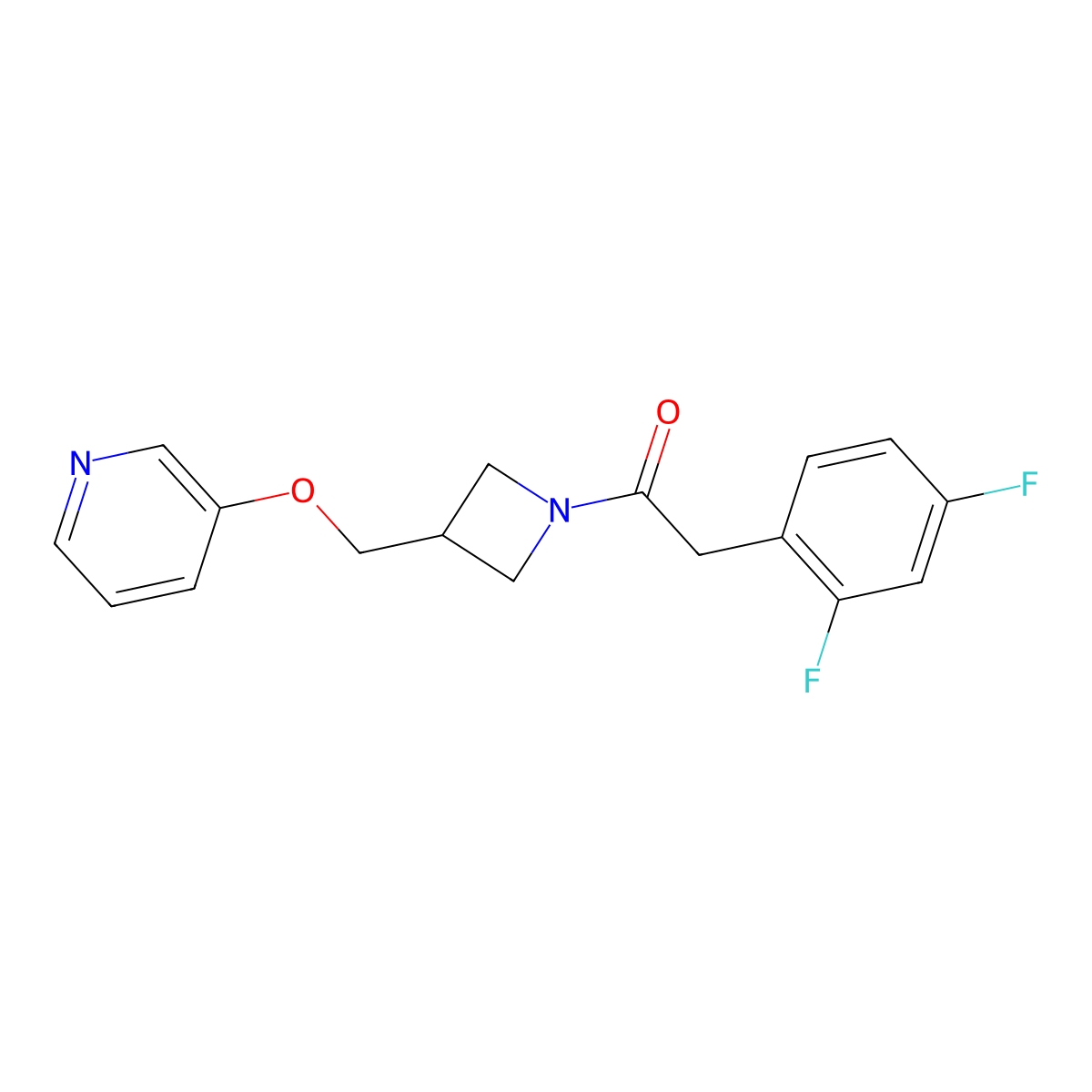 2-(2,4-Difluorophenyl)-1-{3-[(pyridin-3-yloxy)methyl]azetidin-1-yl}ethan-1-one molecular structure, CAS 2379953-17-8