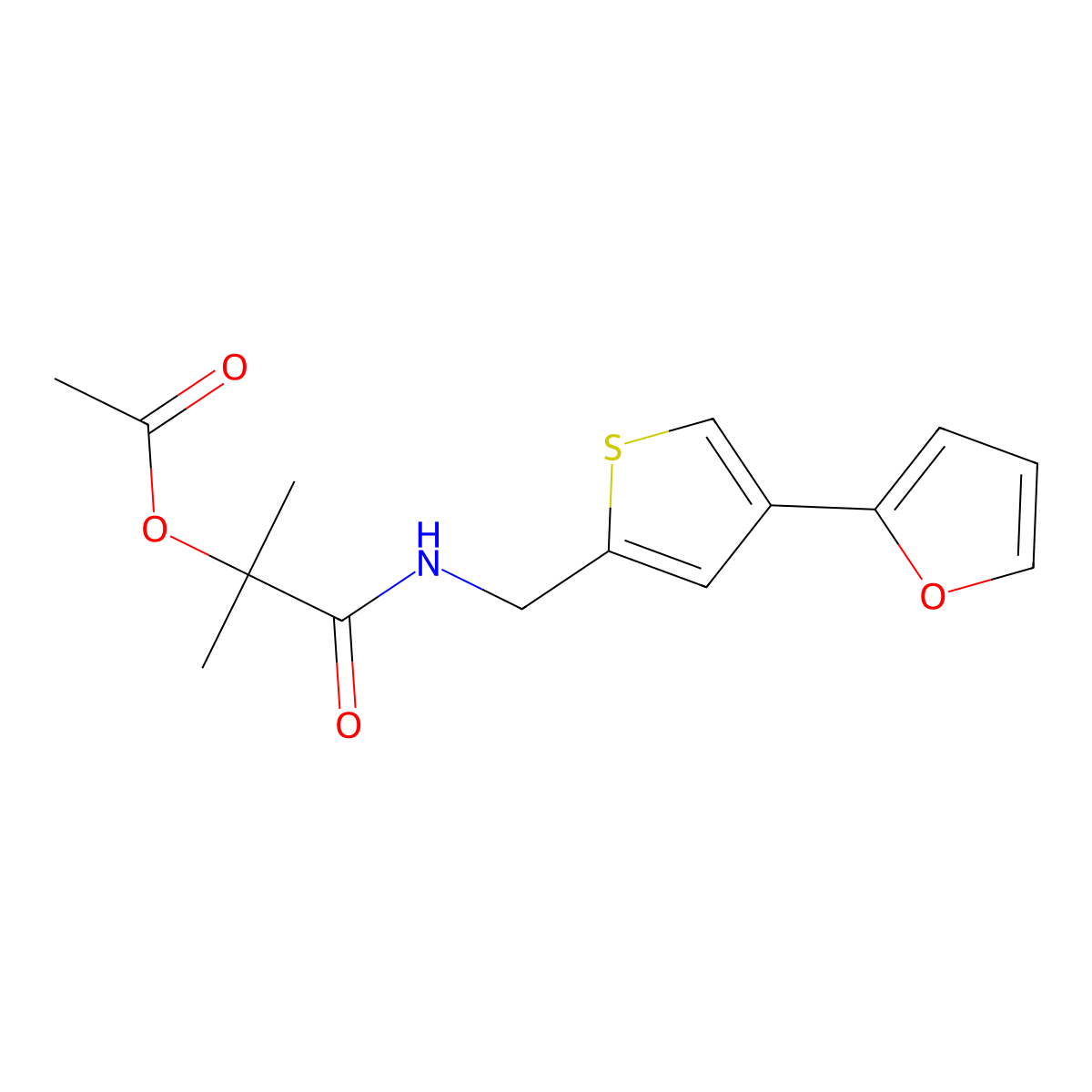 1-({[4-(Furan-2-yl)thiophen-2-yl]methyl}carbamoyl)-1-methylethyl acetate molecular structure, CAS 2379953-34-9