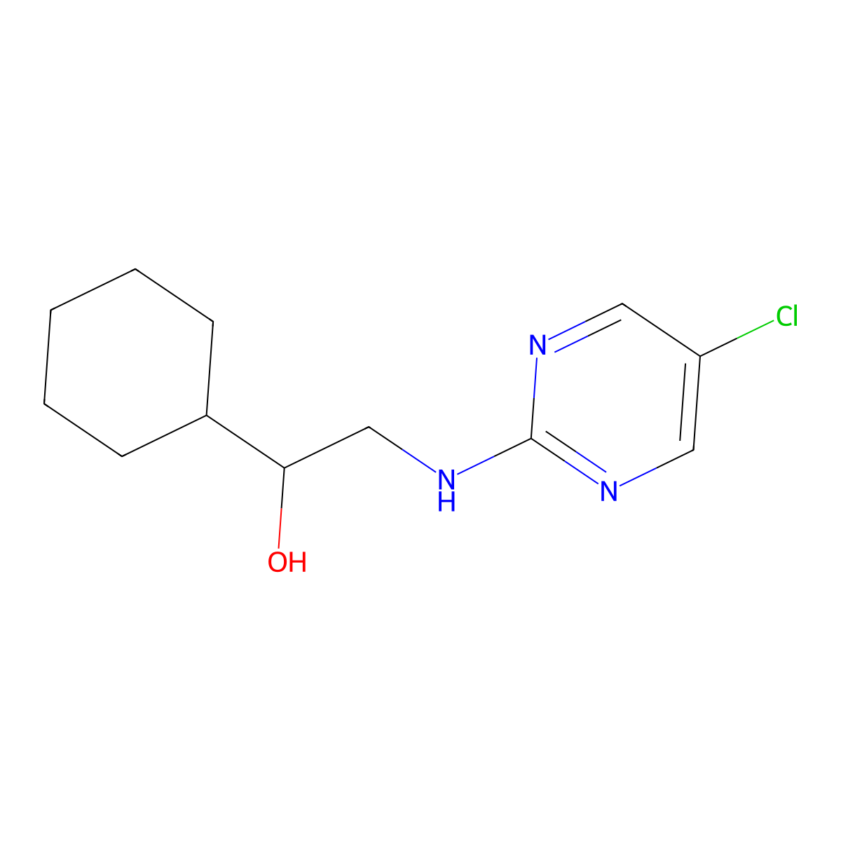 2-[(5-Chloropyrimidin-2-yl)amino]-1-cyclohexylethan-1-ol molecular structure, CAS 2379953-40-7