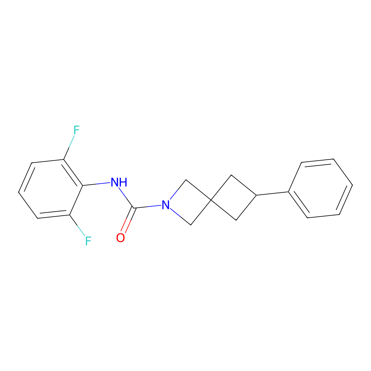 N-(2,6-Difluorophenyl)-6-phenyl-2-azaspiro[3.3]heptane-2-carboxamide molecular structure, CAS 2379953-41-8