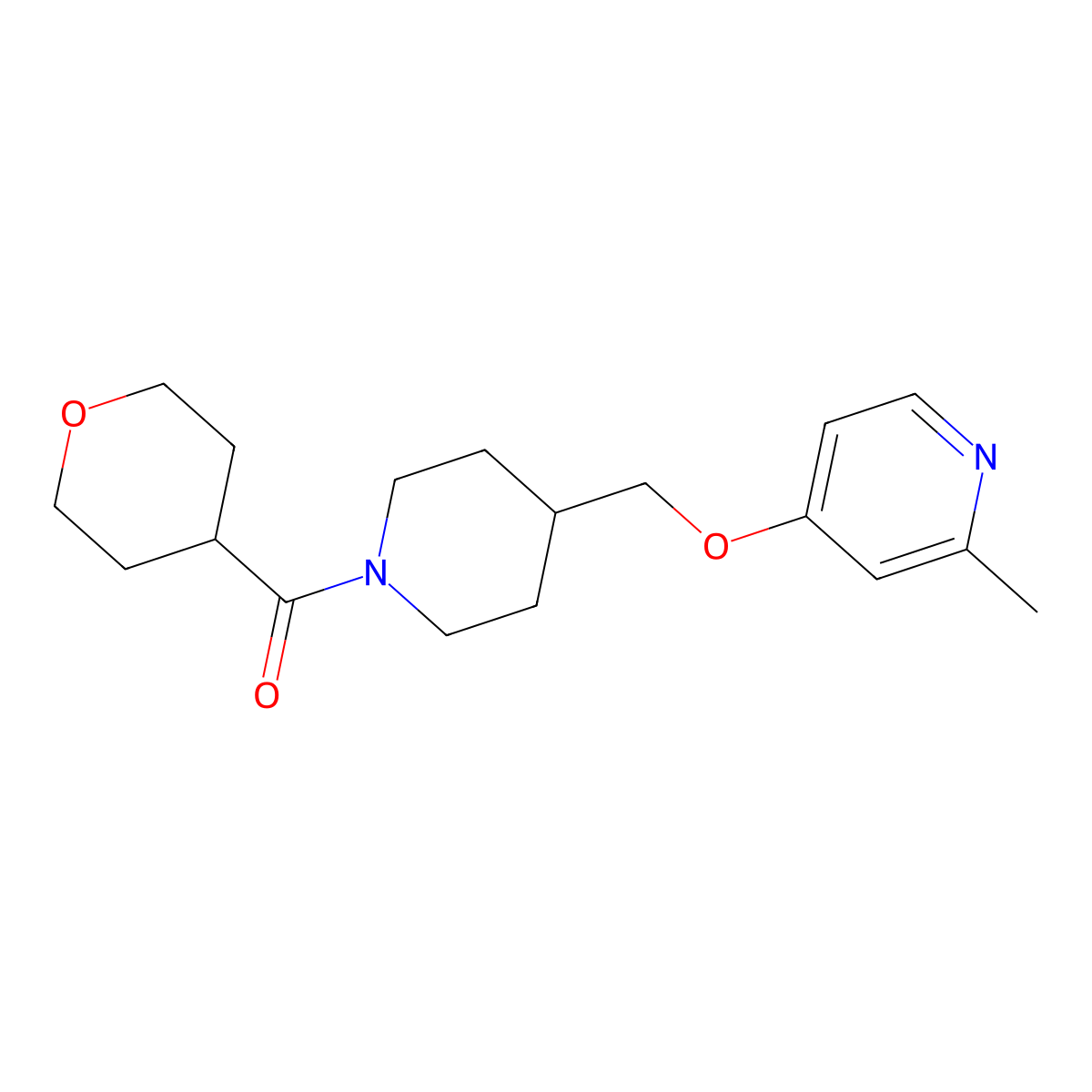 2-Methyl-4-{[1-(oxane-4-carbonyl)piperidin-4-yl]methoxy}pyridine molecular structure, CAS 2379953-42-9