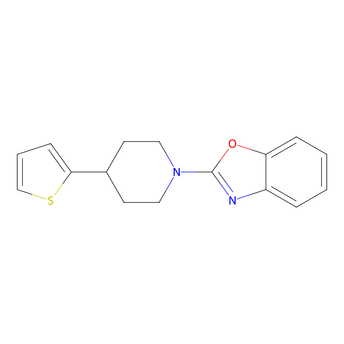 2-(4-Thiophen-2-ylpiperidin-1-yl)-1,3-benzoxazole molecular structure, CAS 2379953-49-6