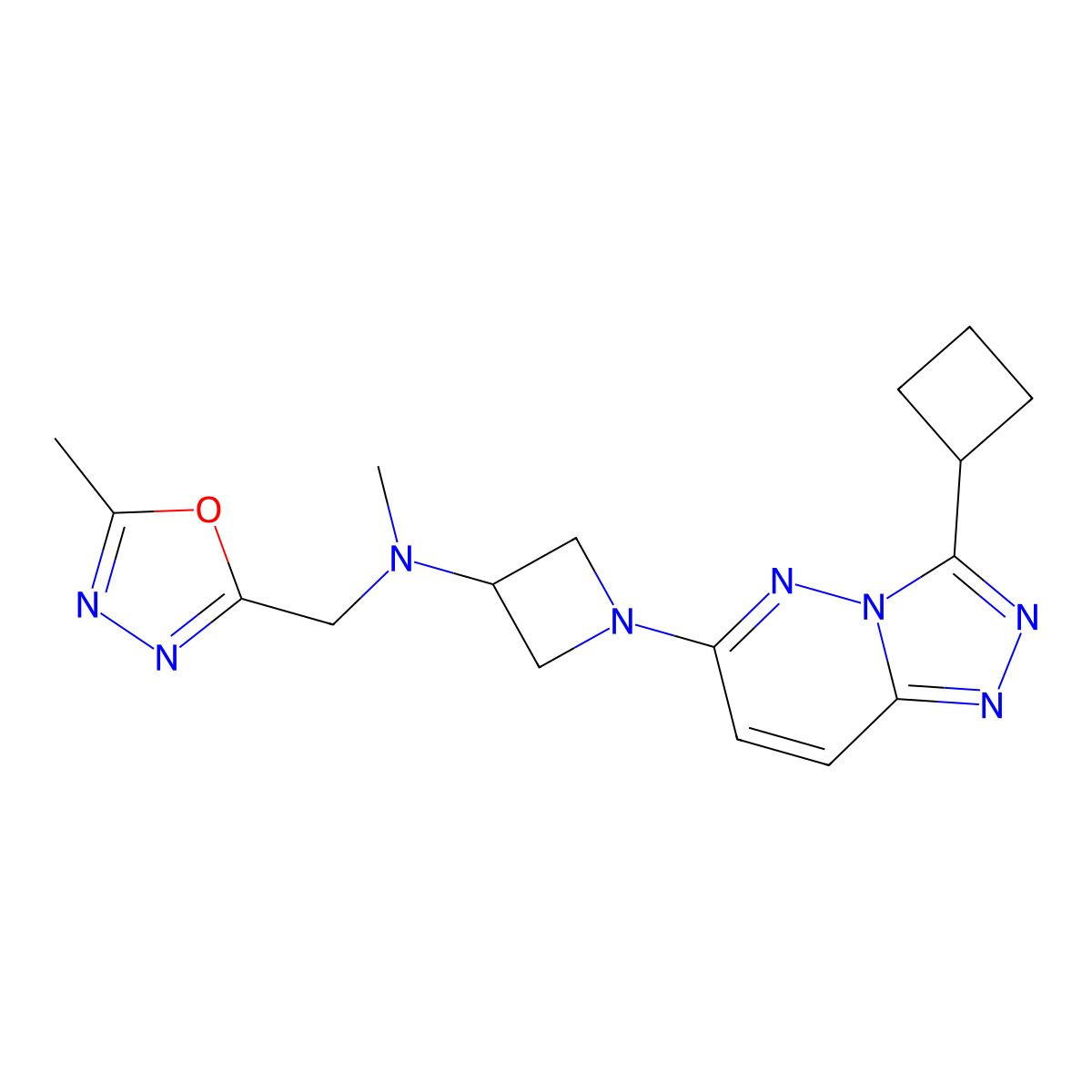 1-{3-cyclobutyl-[1,2,4]triazolo[4,3-b]pyridazin-6-yl}-N-methyl-N-[(5-methyl-1,3,4-oxadiazol-2-yl)methyl]azetidin-3-amine molecular structure, CAS 2379953-60-1