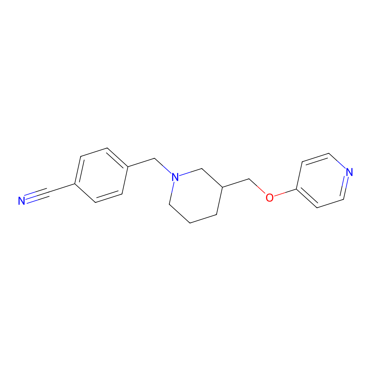 4-({3-[(Pyridin-4-yloxy)methyl]piperidin-1-yl}methyl)benzonitrile molecular structure, CAS 2379953-61-2