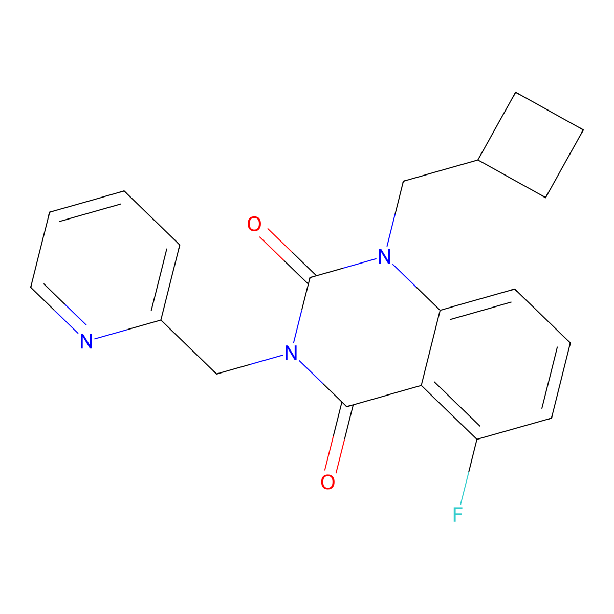 1-(Cyclobutylmethyl)-5-fluoro-3-[(pyridin-2-yl)methyl]-1,2,3,4-tetrahydroquinazoline-2,4-dione molecular structure, CAS 2379953-64-5