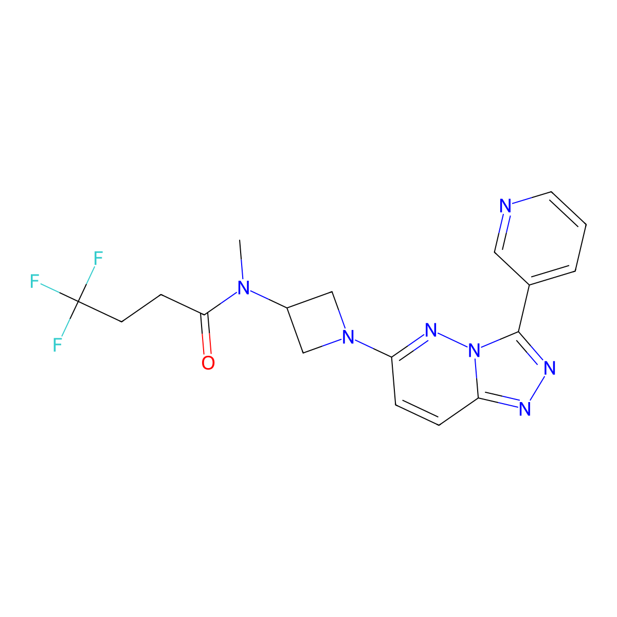 4,4,4-trifluoro-N-methyl-N-{1-[3-(pyridin-3-yl)-[1,2,4]triazolo[4,3-b]pyridazin-6-yl]azetidin-3-yl}butanamide molecular structure, CAS 2379953-66-7